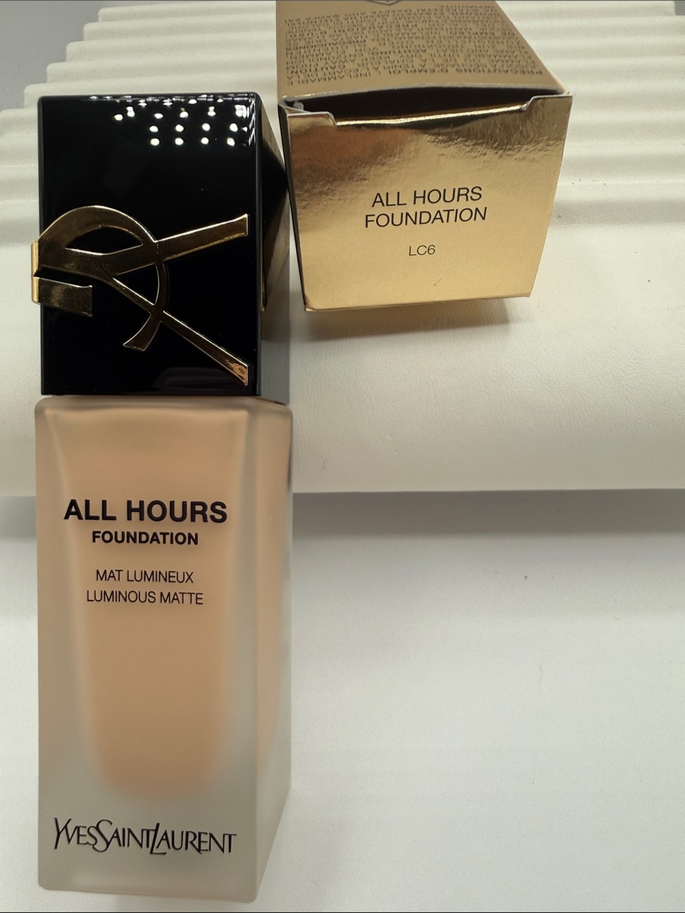 Yves Saint Laurent All Hours Foundation LC6 Beige with Black & Gold Accents